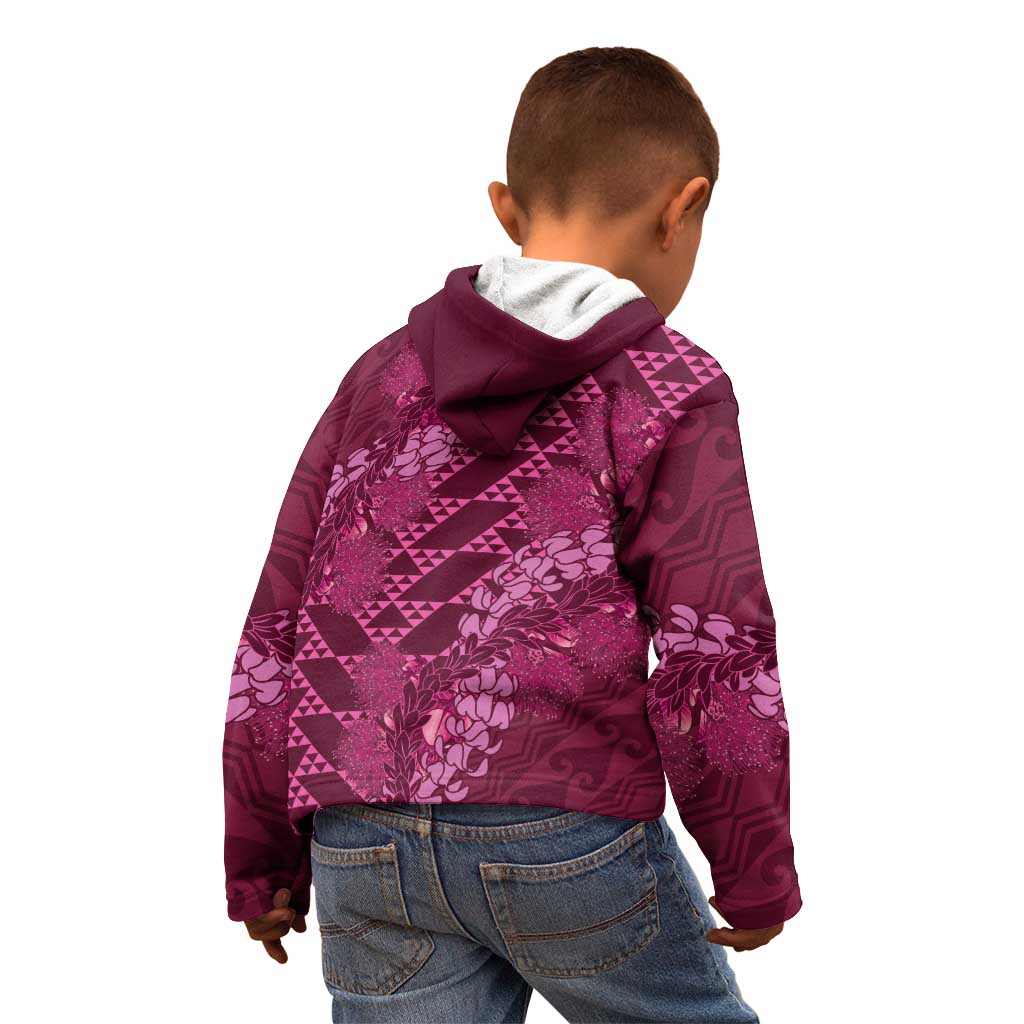 Pink Aloha Hawaii Kid Hoodie Hawaiian Kakau Ohia Lehua Lei - Polynesian Pride