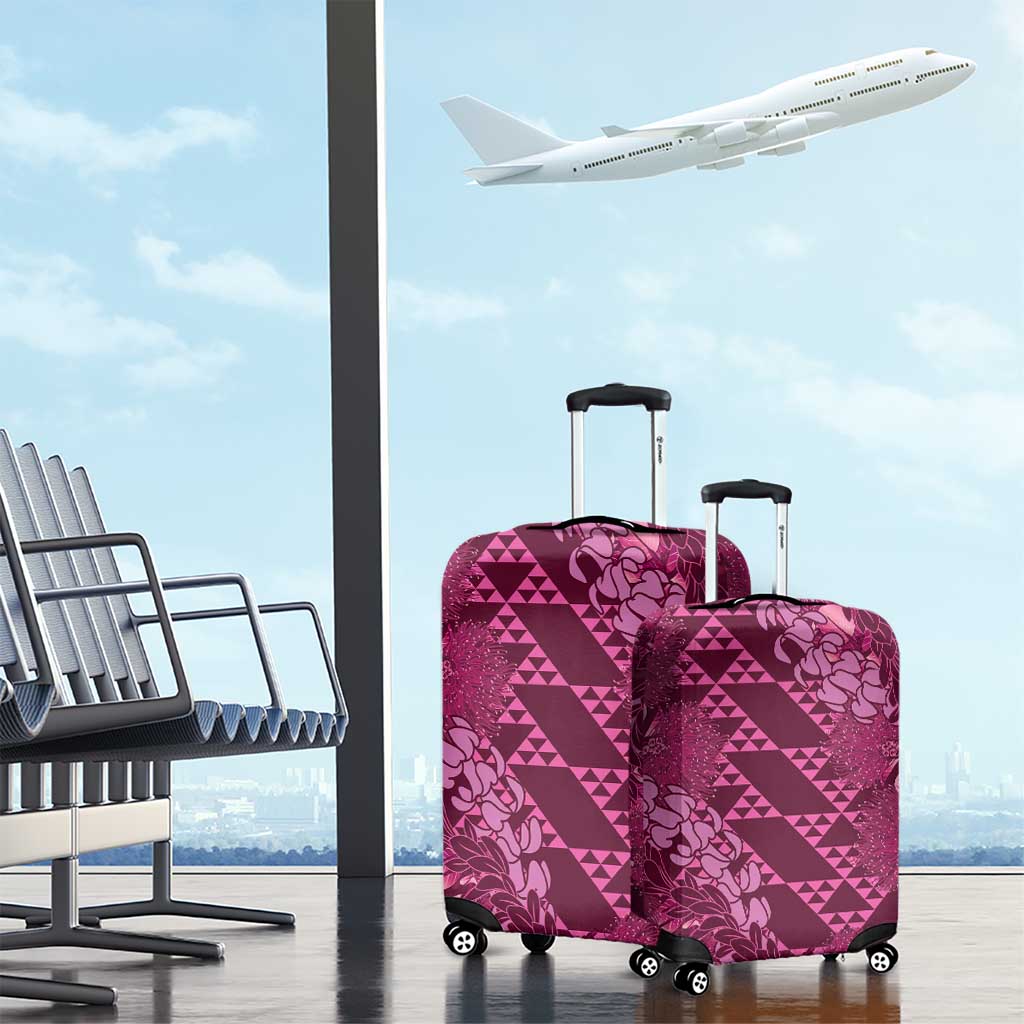 Pink Aloha Hawaii Luggage Cover Hawaiian Kakau Ohia Lehua Lei - Polynesian Pride