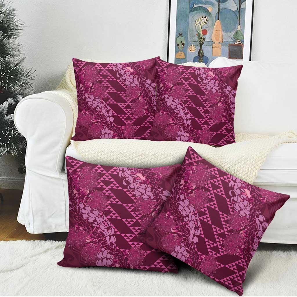 Pink Aloha Hawaii Pillow Cover Hawaiian Kakau Ohia Lehua Lei - Polynesian Pride