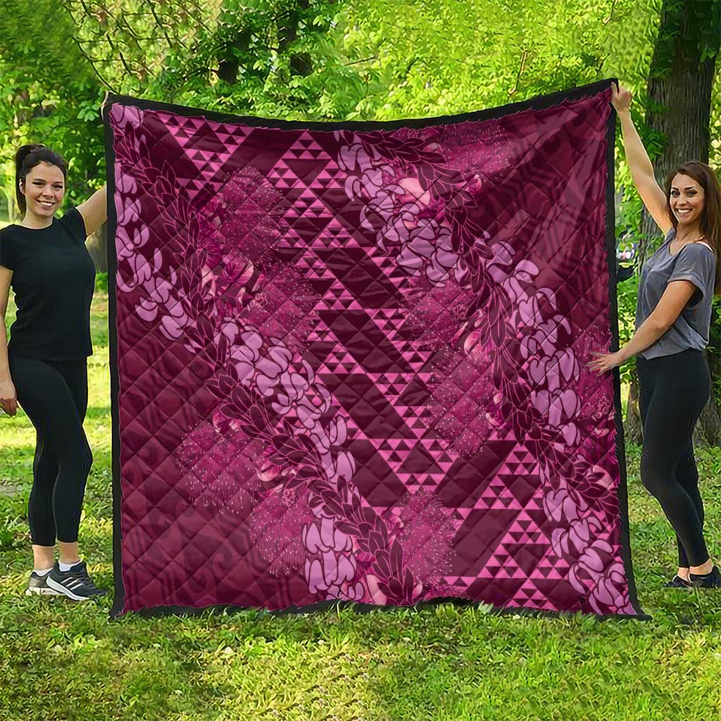 Pink Aloha Hawaii Quilt Hawaiian Kakau Ohia Lehua Lei LT14 - Polynesian Pride