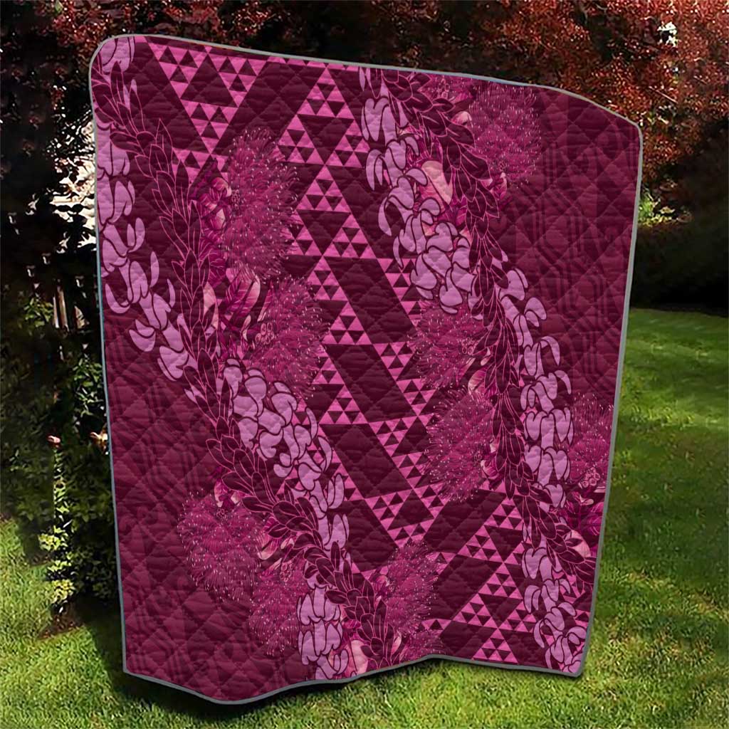 Pink Aloha Hawaii Quilt Hawaiian Kakau Ohia Lehua Lei LT14 - Polynesian Pride