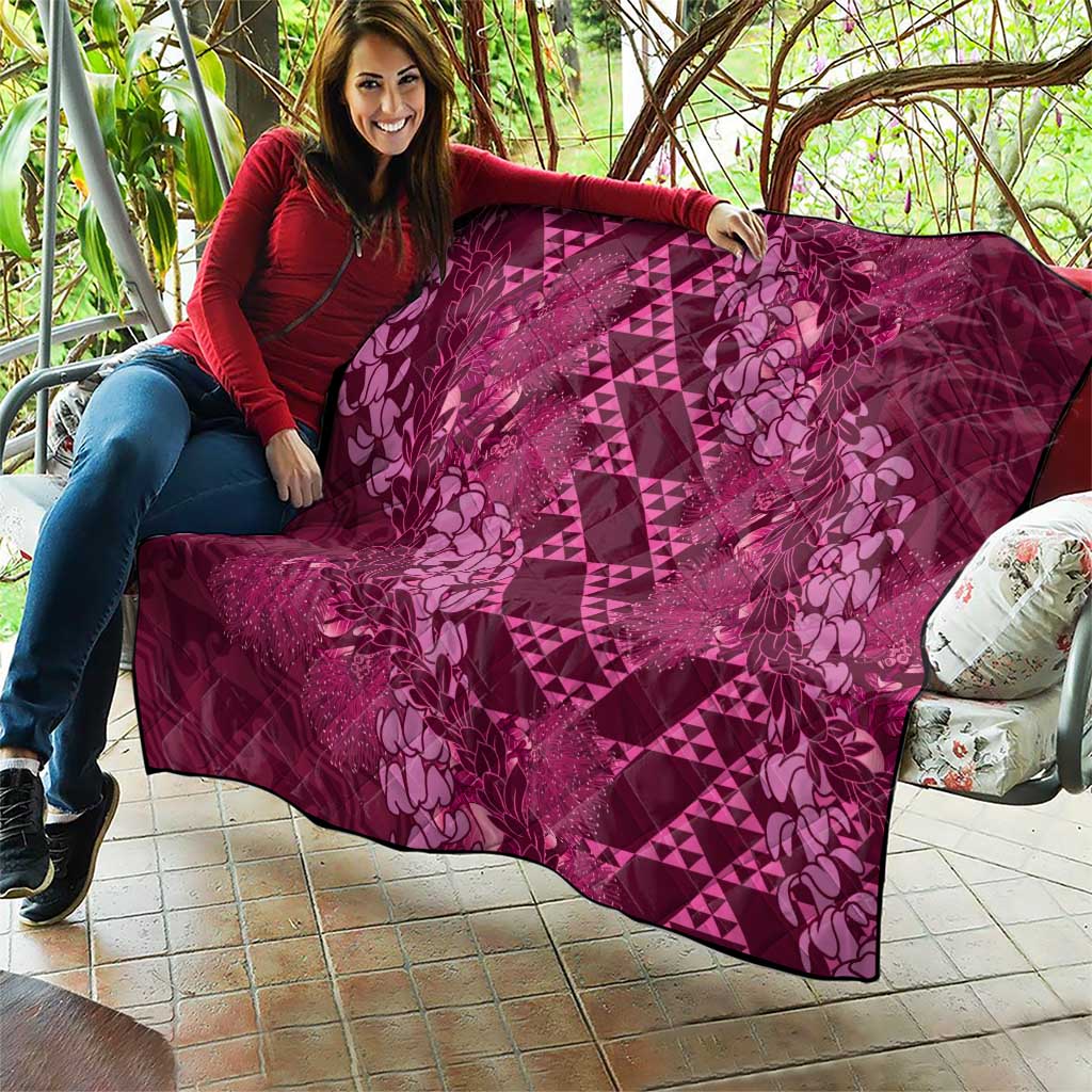 Pink Aloha Hawaii Quilt Hawaiian Kakau Ohia Lehua Lei LT14 - Polynesian Pride
