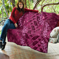 Pink Aloha Hawaii Quilt Hawaiian Kakau Ohia Lehua Lei LT14 - Polynesian Pride