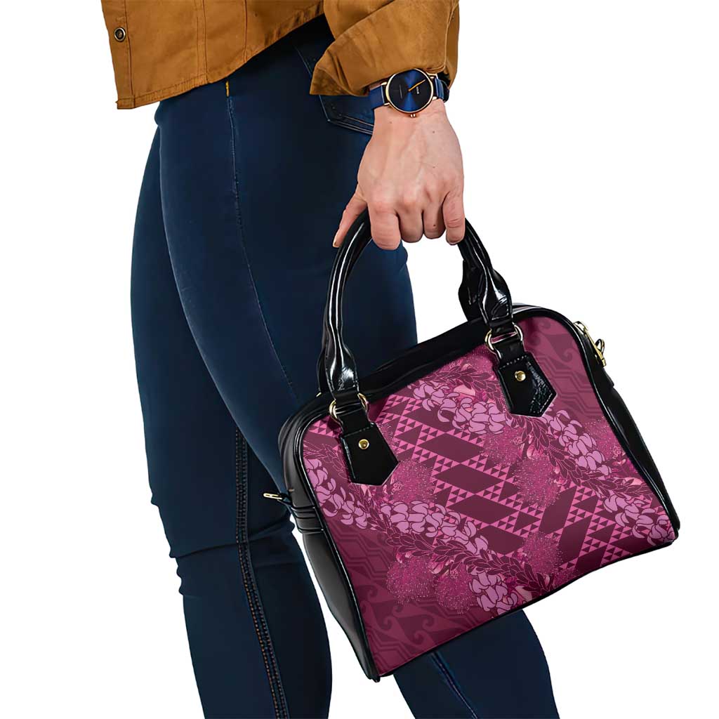 Pink Aloha Hawaii Shoulder Handbag Hawaiian Kakau Ohia Lehua Lei - Polynesian Pride