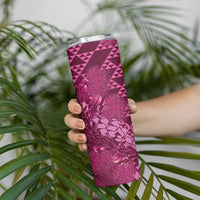 Pink Aloha Hawaii Skinny Tumbler Hawaiian Kakau Ohia Lehua Lei LT14 - Polynesian Pride