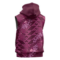 Pink Aloha Hawaii Sleeveless Hoodie Hawaiian Kakau Ohia Lehua Lei - Polynesian Pride