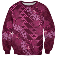 Pink Aloha Hawaii Sweatshirt Hawaiian Kakau Ohia Lehua Lei LT14 Unisex Pink - Polynesian Pride