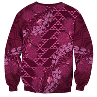 Pink Aloha Hawaii Sweatshirt Hawaiian Kakau Ohia Lehua Lei LT14 - Polynesian Pride