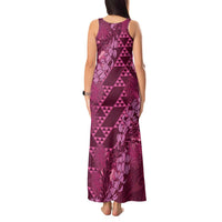 Pink Aloha Hawaii Tank Maxi Dress Hawaiian Kakau Ohia Lehua Lei - Polynesian Pride