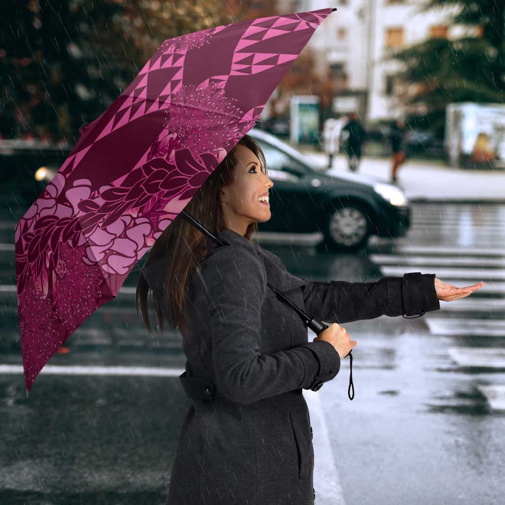 Pink Aloha Hawaii Umbrella Hawaiian Kakau Ohia Lehua Lei - Polynesian Pride