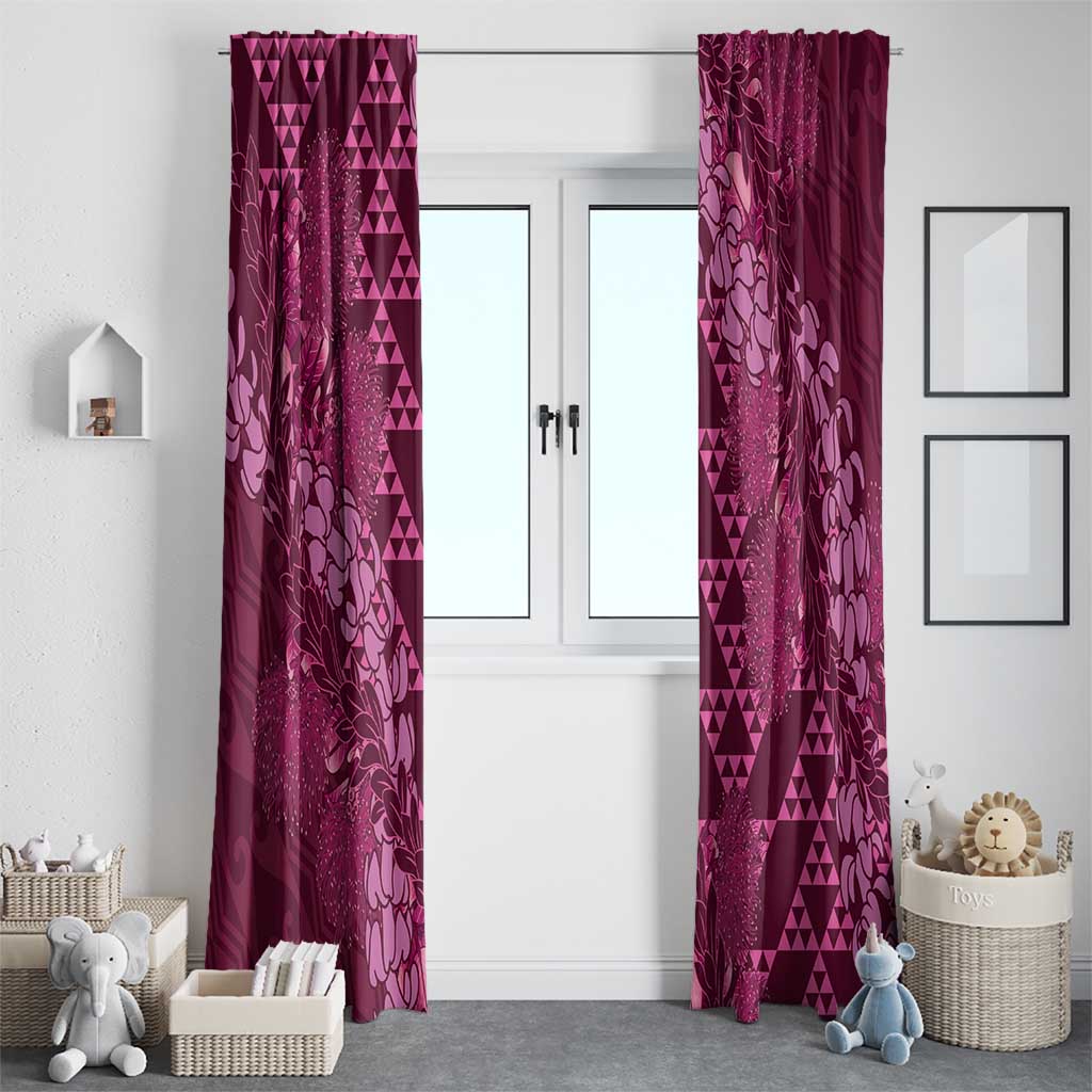 Pink Aloha Hawaii Window Curtain Hawaiian Kakau Ohia Lehua Lei - Polynesian Pride