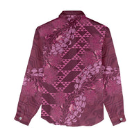 Pink Aloha Hawaii Women Casual Shirt Hawaiian Kakau Ohia Lehua Lei - Polynesian Pride