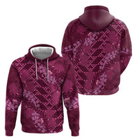 Pink Aloha Hawaii Zip Hoodie Hawaiian Kakau Ohia Lehua Lei - Polynesian Pride