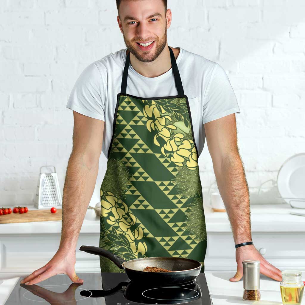 Green Aloha Hawaii Apron Hawaiian Kakau Ohia Lehua Lei - Polynesian Pride