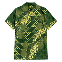 Green Aloha Hawaii Family Matching Long Sleeve Bodycon Dress and Hawaiian Shirt Hawaiian Kakau Ohia Lehua Lei LT14 - Polynesian Pride