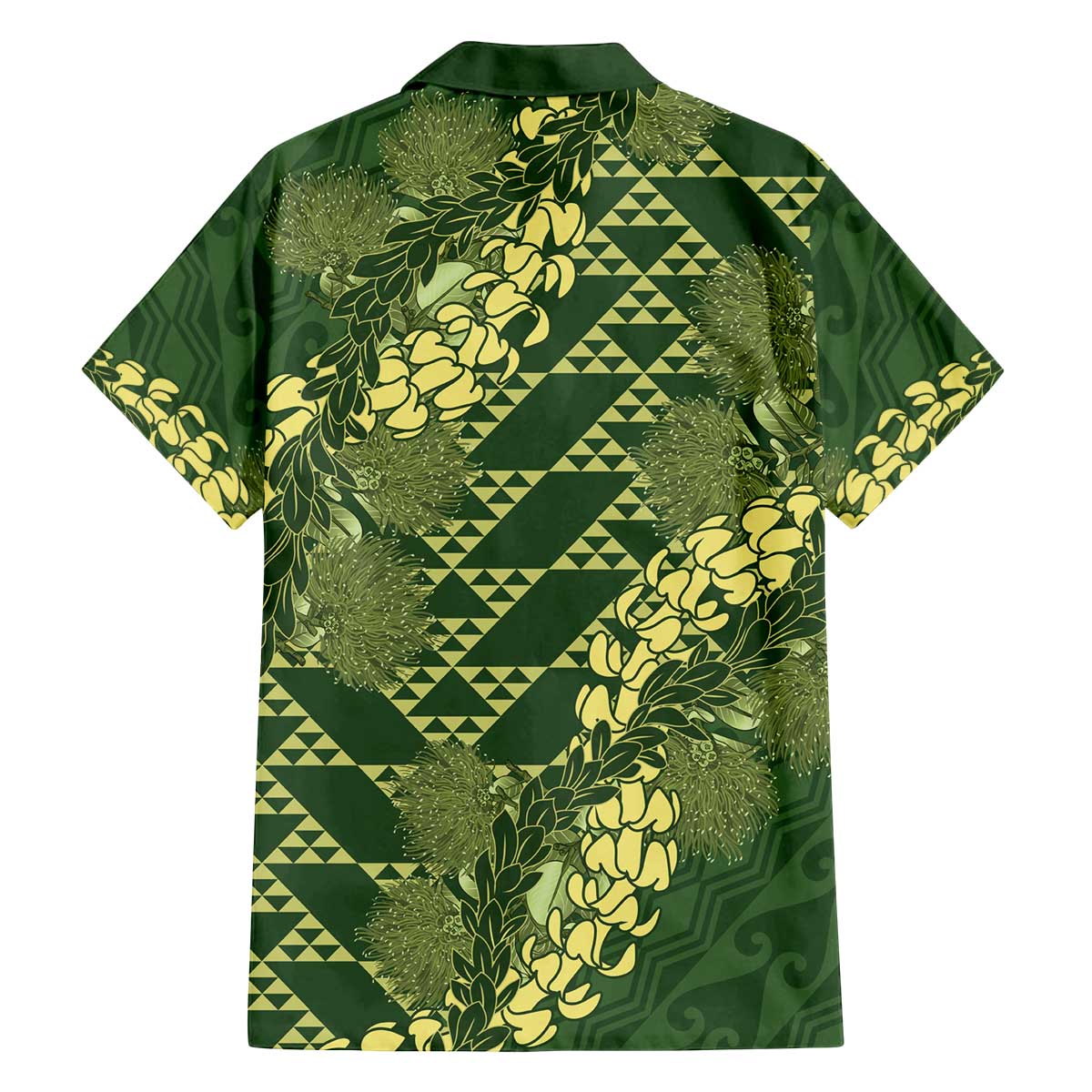 Green Aloha Hawaii Family Matching Off The Shoulder Long Sleeve Dress and Hawaiian Shirt Hawaiian Kakau Ohia Lehua Lei LT14 - Polynesian Pride