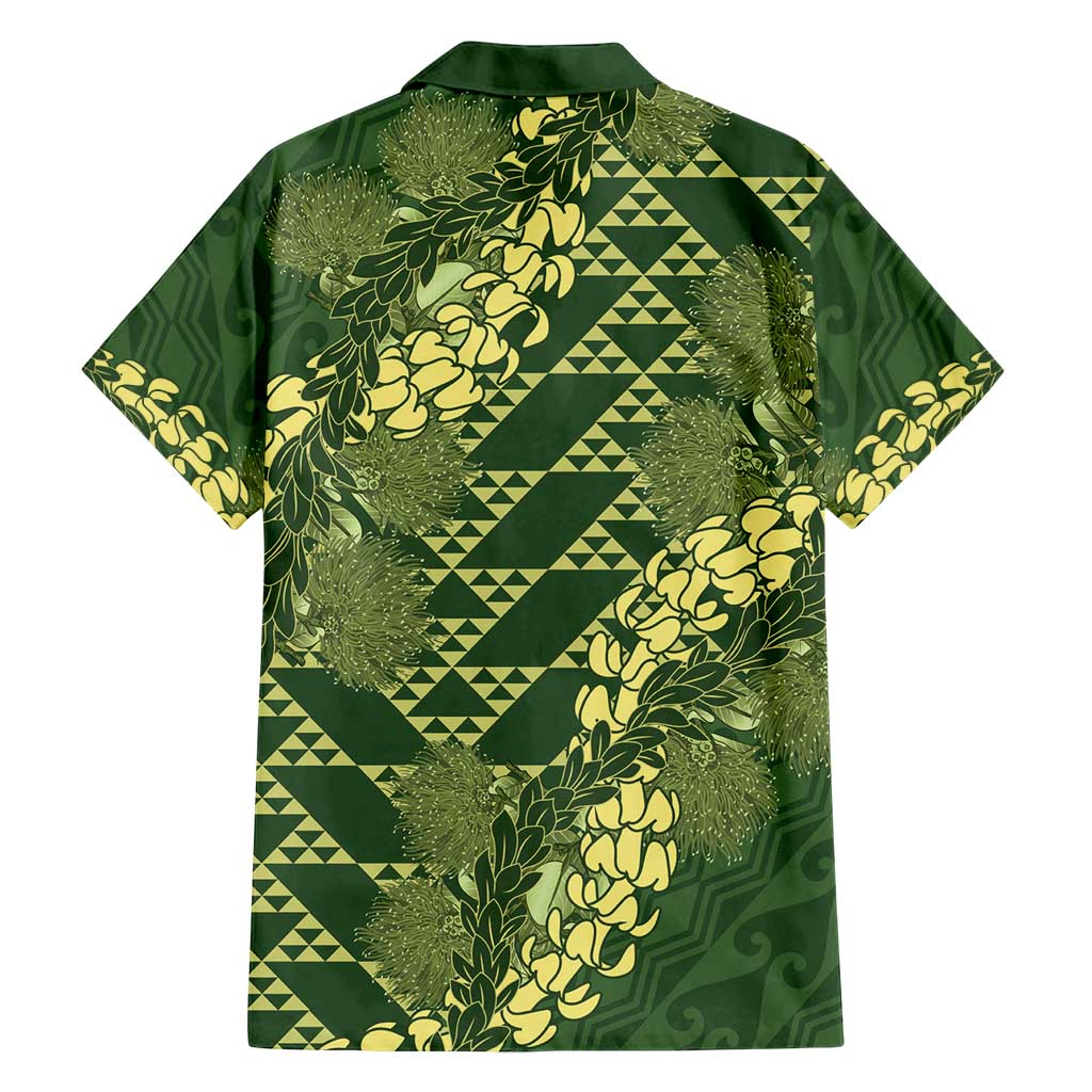 Green Aloha Hawaii Family Matching Off Shoulder Maxi Dress and Hawaiian Shirt Hawaiian Kakau Ohia Lehua Lei LT14 - Polynesian Pride