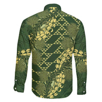 Green Aloha Hawaii Family Matching Off Shoulder Short Dress and Hawaiian Shirt Hawaiian Kakau Ohia Lehua Lei LT14 - Polynesian Pride
