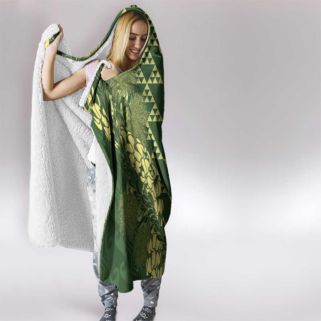 Green Aloha Hawaii Hooded Blanket Hawaiian Kakau Ohia Lehua Lei - Polynesian Pride