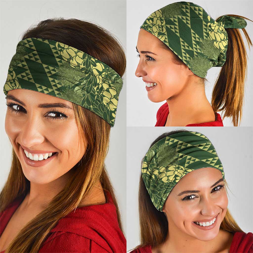 Green Aloha Hawaii Neck Gaiter Hawaiian Kakau Ohia Lehua Lei LT14