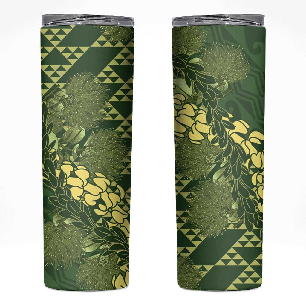 Green Aloha Hawaii Skinny Tumbler Hawaiian Kakau Ohia Lehua Lei LT14 Green - Polynesian Pride