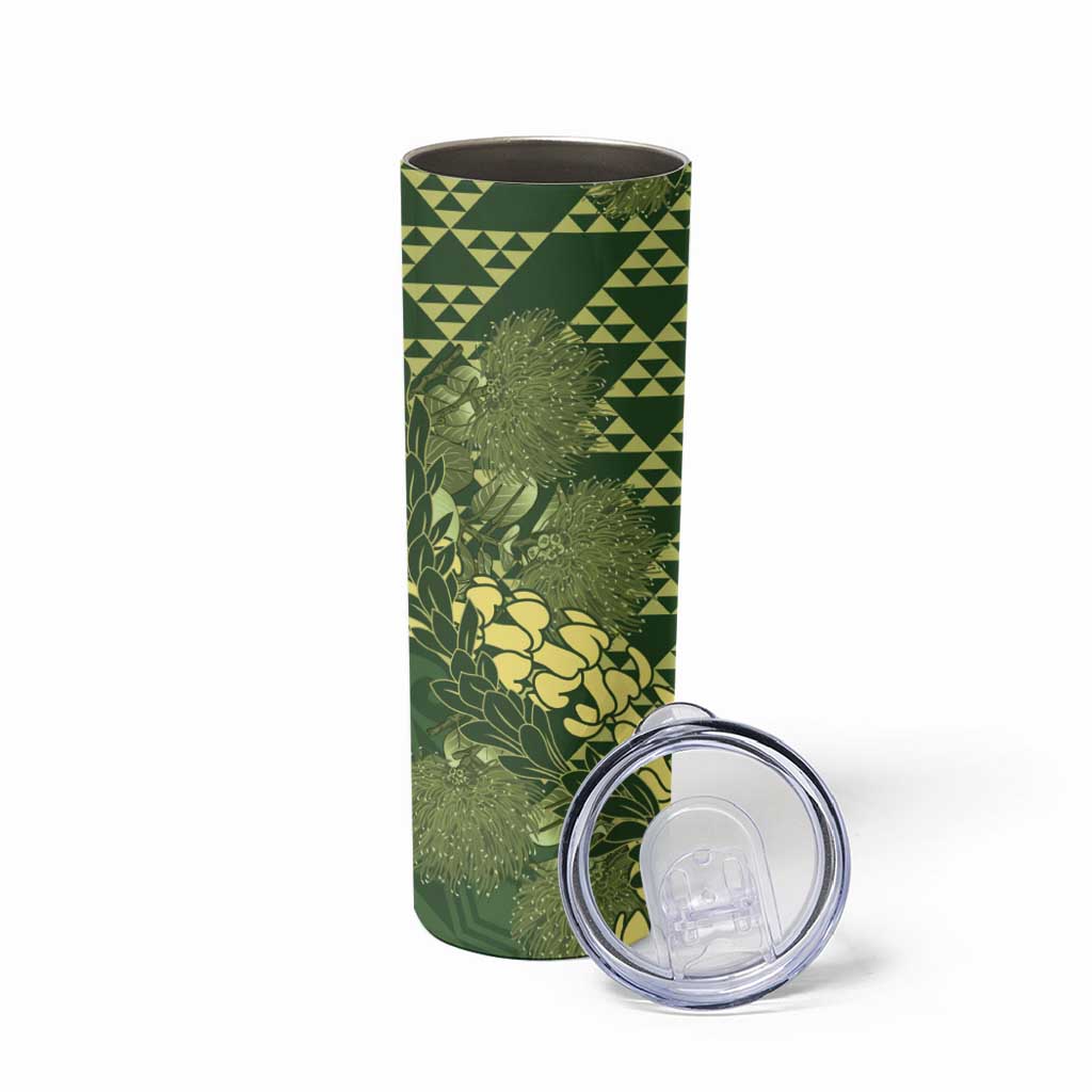 Green Aloha Hawaii Skinny Tumbler Hawaiian Kakau Ohia Lehua Lei LT14 - Polynesian Pride