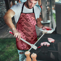 Maroon Aloha Hawaii Apron Hawaiian Kakau Ohia Lehua Lei - Polynesian Pride