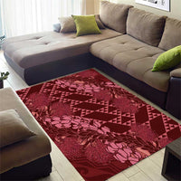 Maroon Aloha Hawaii Area Rug Hawaiian Kakau Ohia Lehua Lei LT14 - Polynesian Pride