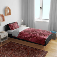 Maroon Aloha Hawaii Bedding Set Hawaiian Kakau Ohia Lehua Lei - Polynesian Pride