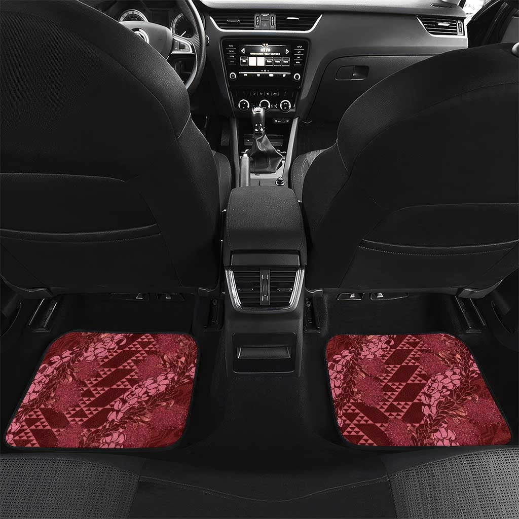 Maroon Aloha Hawaii Car Mats Hawaiian Kakau Ohia Lehua Lei - Polynesian Pride