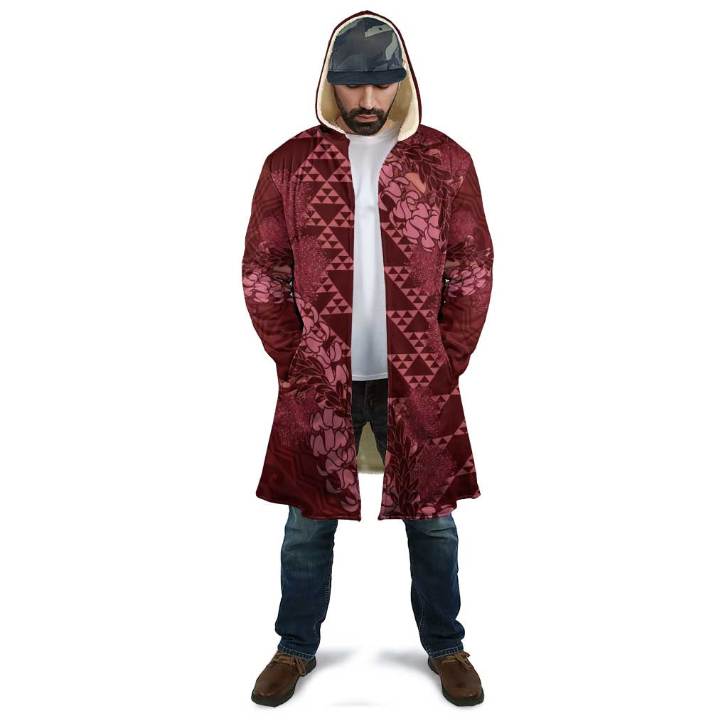 Maroon Aloha Hawaii Cloak Hawaiian Kakau Ohia Lehua Lei - Polynesian Pride