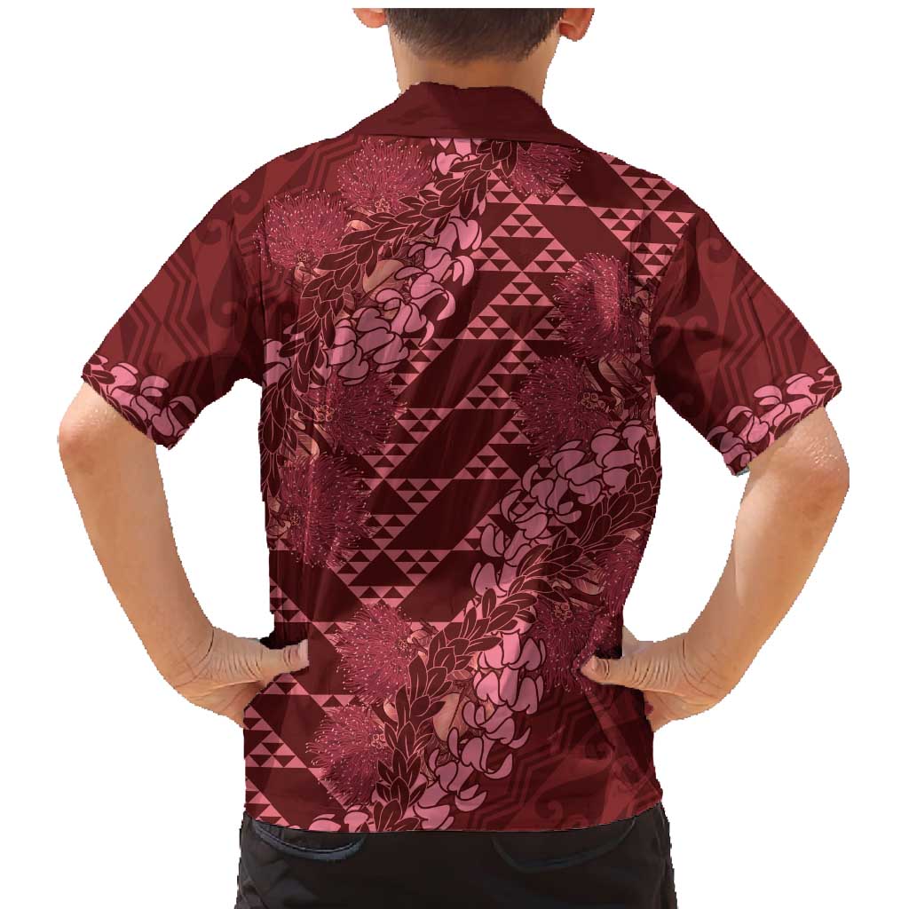 Maroon Aloha Hawaii Family Matching Mermaid Dress and Hawaiian Shirt Hawaiian Kakau Ohia Lehua Lei LT14 - Polynesian Pride
