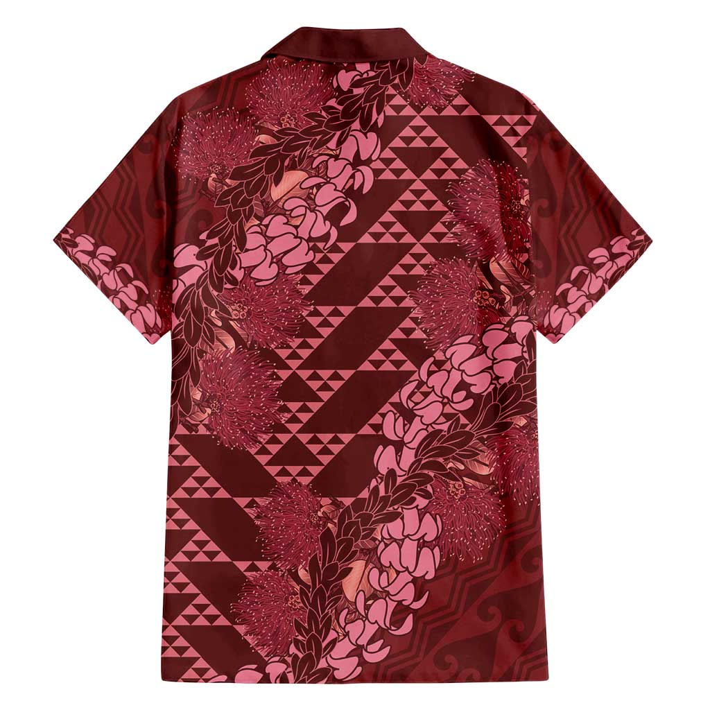 Maroon Aloha Hawaii Family Matching Summer Maxi Dress and Hawaiian Shirt Hawaiian Kakau Ohia Lehua Lei LT14 - Polynesian Pride