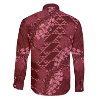 Maroon Aloha Hawaii Family Matching Summer Maxi Dress and Hawaiian Shirt Hawaiian Kakau Ohia Lehua Lei LT14 - Polynesian Pride