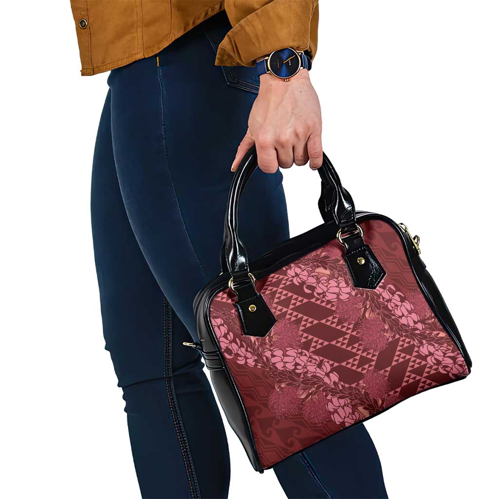 Maroon Aloha Hawaii Shoulder Handbag Hawaiian Kakau Ohia Lehua Lei - Polynesian Pride