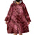 Maroon Aloha Hawaii Wearable Blanket Hoodie Hawaiian Kakau Ohia Lehua Lei - Polynesian Pride