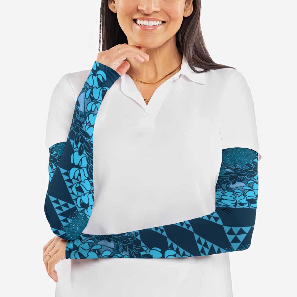 Naval Night Aloha Hawaii Arm Sleeves Hawaiian Kakau Ohia Lehua Lei - Polynesian Pride