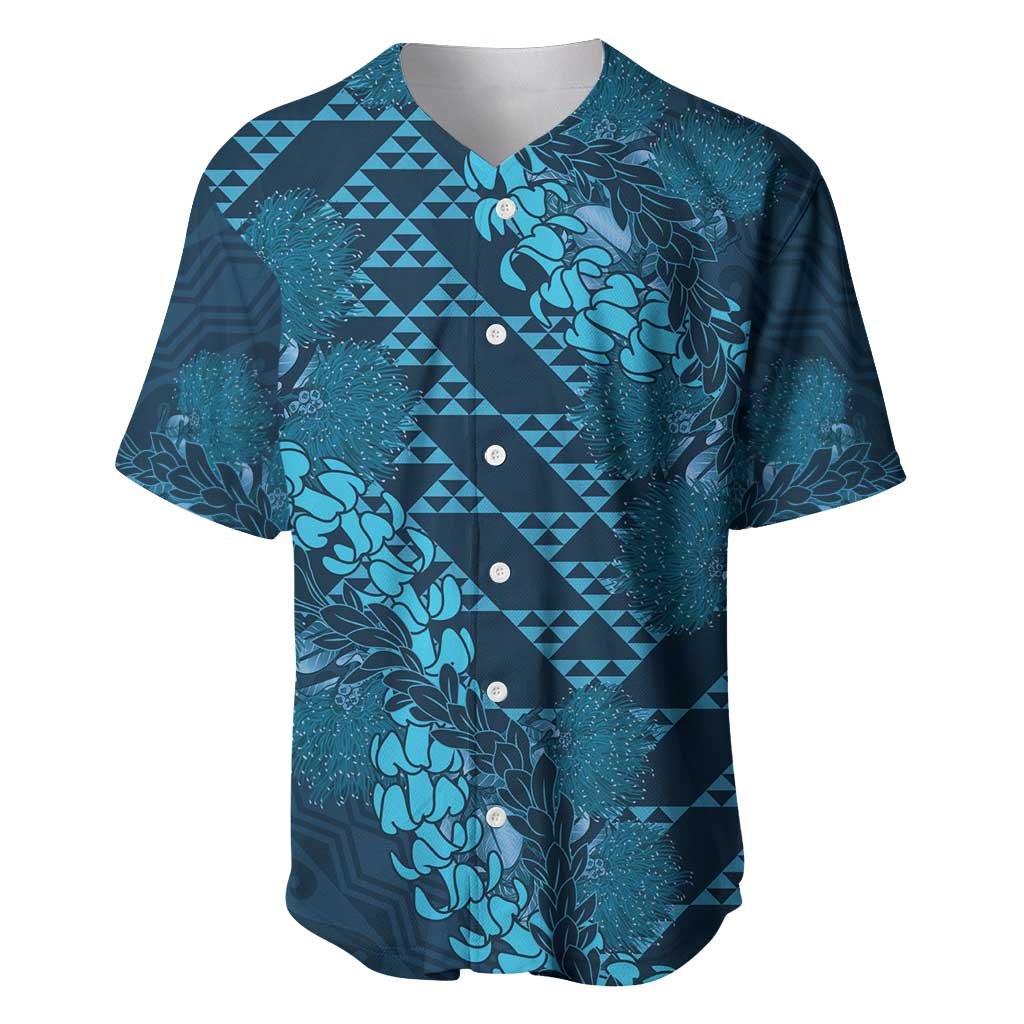 Naval Night Aloha Hawaii Baseball Jersey Hawaiian Kakau Ohia Lehua Lei - Polynesian Pride