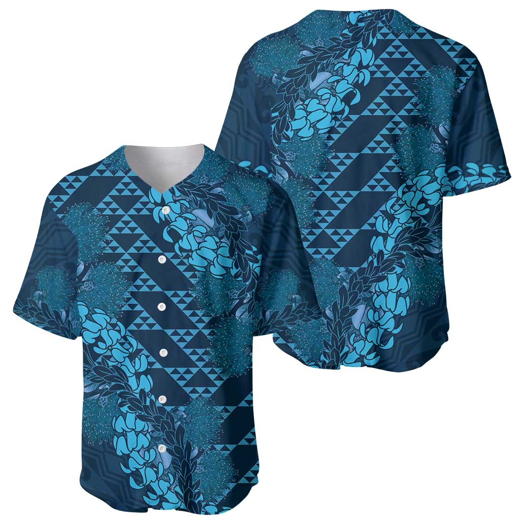 Naval Night Aloha Hawaii Baseball Jersey Hawaiian Kakau Ohia Lehua Lei - Polynesian Pride