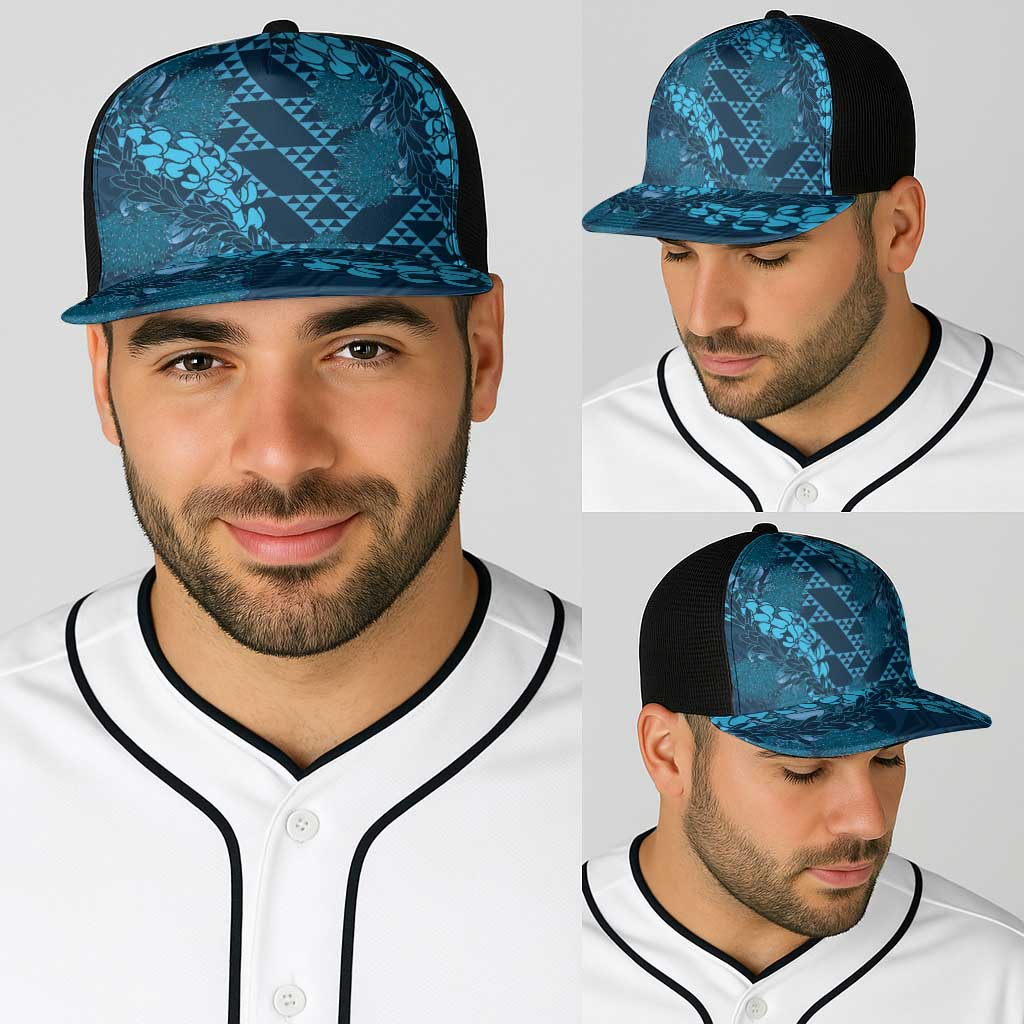 Naval Night Aloha Hawaii Baseball Net Cap Hawaiian Kakau Ohia Lehua Lei - Polynesian Pride