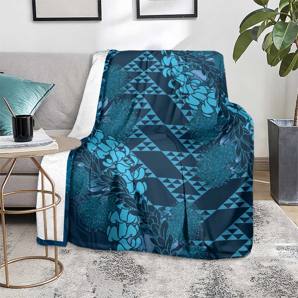 Naval Night Aloha Hawaii Blanket Hawaiian Kakau Ohia Lehua Lei - Polynesian Pride