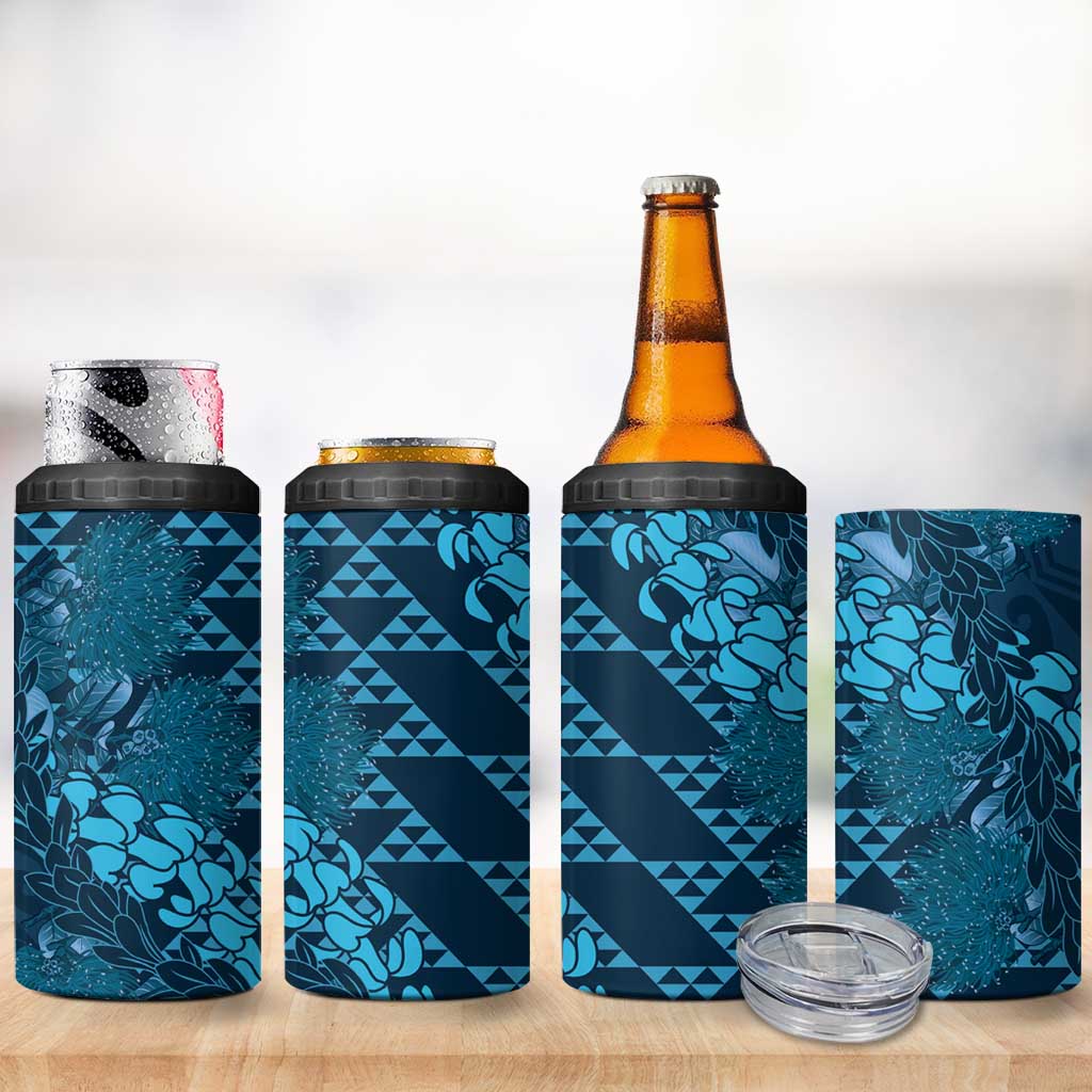 Naval Night Aloha Hawaii 4 in 1 Can Cooler Tumbler Hawaiian Kakau Ohia Lehua Lei - Polynesian Pride