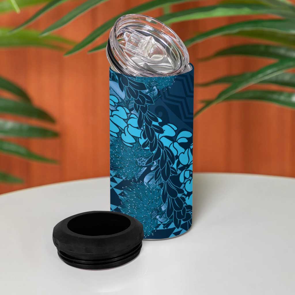 Naval Night Aloha Hawaii 4 in 1 Can Cooler Tumbler Hawaiian Kakau Ohia Lehua Lei - Polynesian Pride