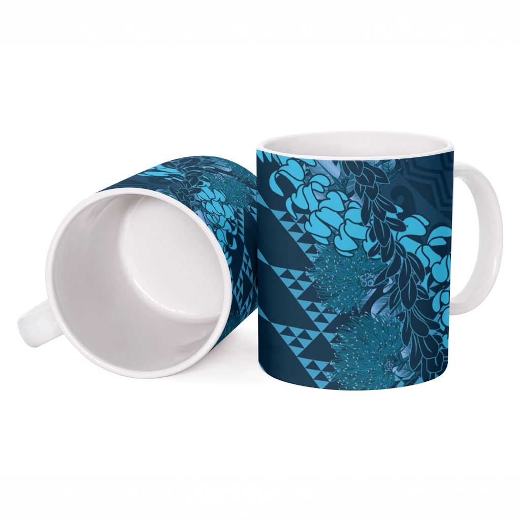Naval Night Aloha Hawaii Ceramic Mug Hawaiian Kakau Ohia Lehua Lei - Polynesian Pride