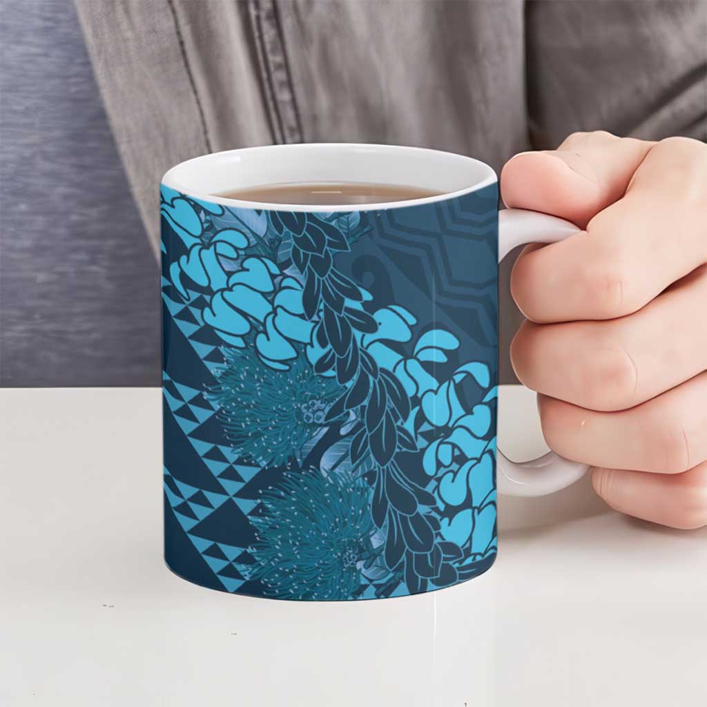 Naval Night Aloha Hawaii Ceramic Mug Hawaiian Kakau Ohia Lehua Lei - Polynesian Pride