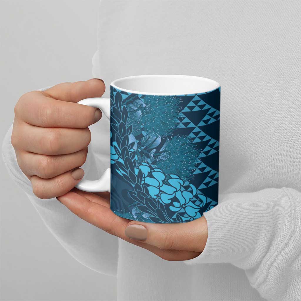 Naval Night Aloha Hawaii Ceramic Mug Hawaiian Kakau Ohia Lehua Lei - Polynesian Pride