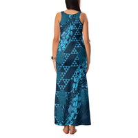 Naval Night Aloha Hawaii Family Matching Tank Maxi Dress and Hawaiian Shirt Hawaiian Kakau Ohia Lehua Lei LT14 - Polynesian Pride