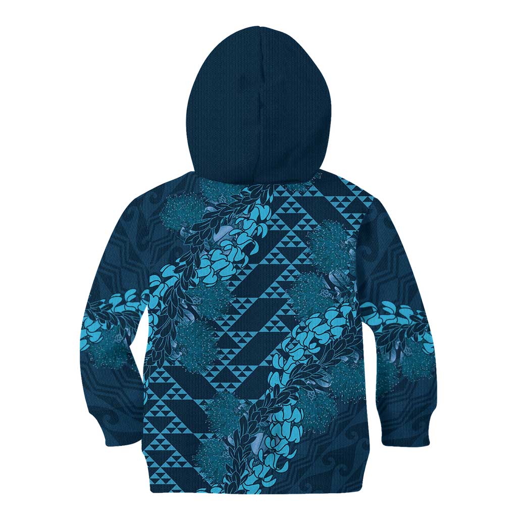 Naval Night Aloha Hawaii Kid Hoodie Hawaiian Kakau Ohia Lehua Lei - Polynesian Pride