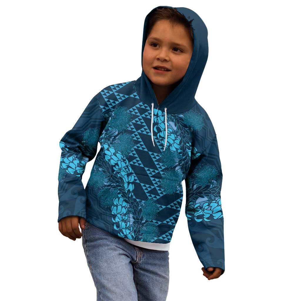 Naval Night Aloha Hawaii Kid Hoodie Hawaiian Kakau Ohia Lehua Lei - Polynesian Pride