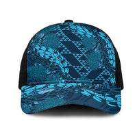 Naval Night Aloha Hawaii Mesh Trucker Cap Hawaiian Kakau Ohia Lehua Lei - Polynesian Pride